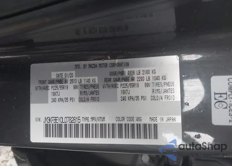 2020 Mazda Cx-5 Signature из США, поврежденный, VIN JM3KFBEY0L0782815